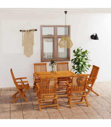 vidaXL 7 Piece Garden Dining Set Solid Teak Wood