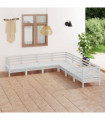 vidaXL 7 Piece Garden Lounge Set Solid Wood Pine White