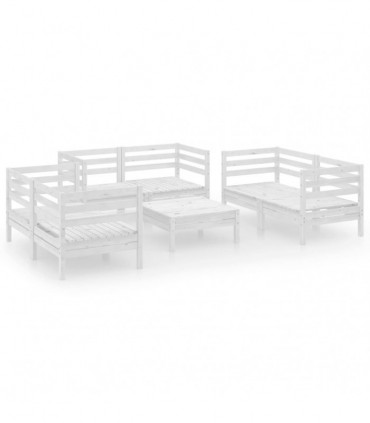 vidaXL 7 Piece Garden Lounge Set White Solid Pinewood