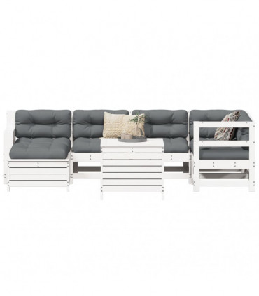 vidaXL 7 Piece Garden Sofa Set White Solid Wood Pine