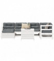 vidaXL 7 Piece Garden Sofa Set White Solid Wood Pine