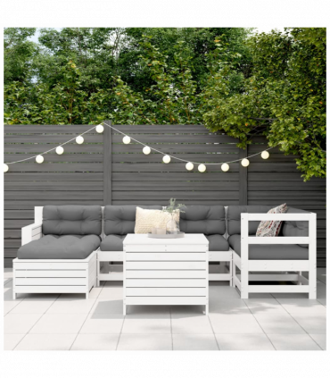 vidaXL 7 Piece Garden Sofa Set White Solid Wood Pine