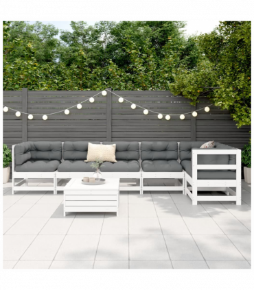 vidaXL 7 Piece Garden Sofa Set White Solid Wood Pine