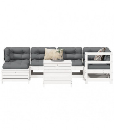 vidaXL 7 Piece Garden Sofa Set White Solid Wood Pine