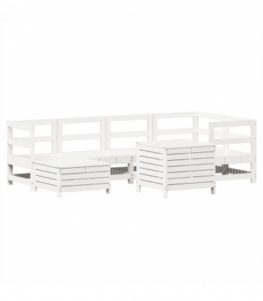 vidaXL 7 Piece Garden Sofa Set White Solid Wood Pine