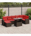 vidaXL 7 Piece Garden Sofa Set with Cushions Brown Poly Rattan Acacia