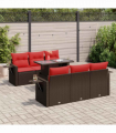 vidaXL 7 Piece Garden Sofa Set with Cushions Grey Poly Rattan Acacia