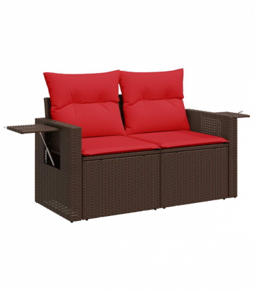 vidaXL 7 Piece Garden Sofa Set with Cushions Grey Poly Rattan Acacia