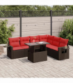 vidaXL 7 Piece Garden Sofa Set with Cushions Grey Poly Rattan Acacia