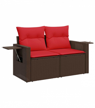 vidaXL 7 Piece Garden Sofa Set with Cushions Grey Poly Rattan Acacia