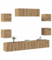 vidaXL 7 Piece TV Cabinet Set Wall-mounted Artisan Oak Engineered Wood
