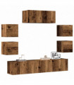vidaXL 7 Piece TV Cabinet Set Wall-mounted Old Wood Engineered Wood