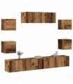 vidaXL 7 Piece TV Cabinet Set Wall-mounted Old Wood Engineered Wood