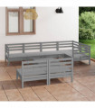 vidaXL 8 Piece Garden Lounge Set Solid Pinewood Grey
