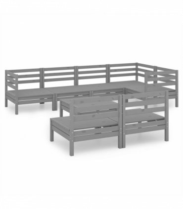 vidaXL 8 Piece Garden Lounge Set Solid Pinewood Grey