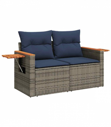 vidaXL 8 Piece Garden Sofa Set with Cushions Brown Poly Rattan Acacia