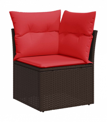 vidaXL 8 Piece Garden Sofa Set with Cushions Brown Poly Rattan Acacia