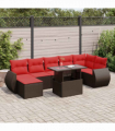 vidaXL 8 Piece Garden Sofa Set with Cushions Brown Poly Rattan Acacia
