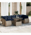 vidaXL 8 Piece Garden Sofa Set with Cushions Grey Poly Rattan Acacia
