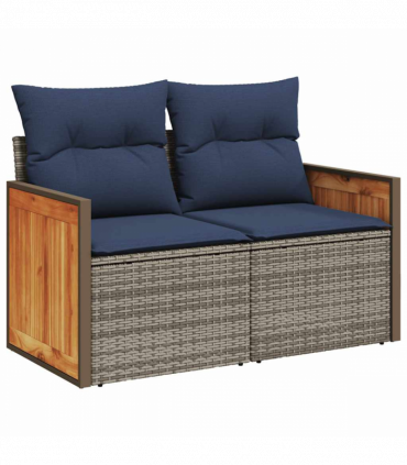 vidaXL 8 Piece Garden Sofa Set with Cushions Grey Poly Rattan Acacia