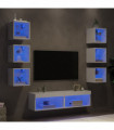 vidaXL 8 Piece TV Wall Units with LED White Engineered Wood