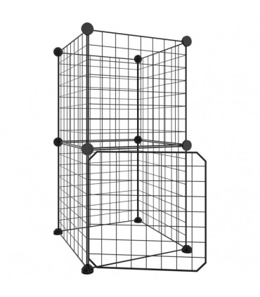 vidaXL 8-Panel Pet Cage with Door Black 35x35 cm Steel