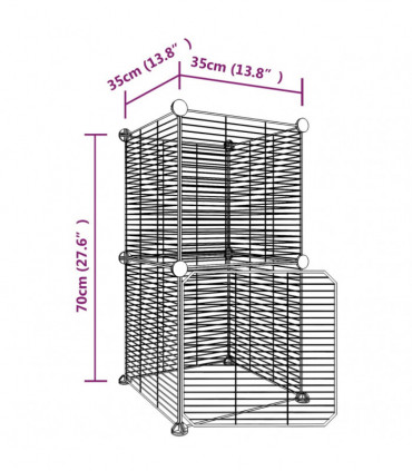 vidaXL 8-Panel Pet Cage with Door Black 35x35 cm Steel