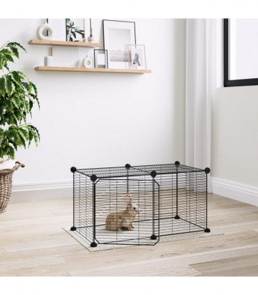 vidaXL 8-Panel Pet Cage with Door Black 35x35 cm Steel