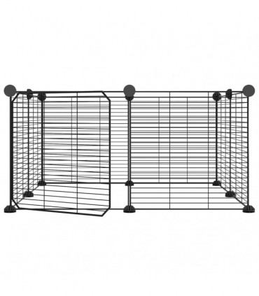 vidaXL 8-Panel Pet Cage with Door Black 35x35 cm Steel