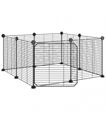 vidaXL 8-Panel Pet Cage with Door Black 35x35 cm Steel