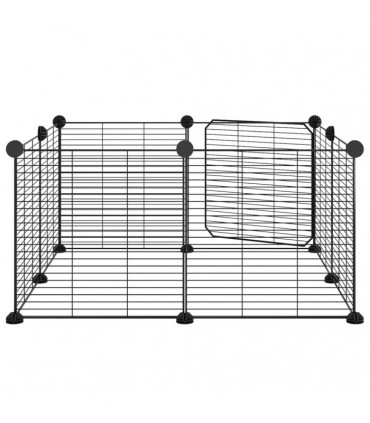 vidaXL 8-Panel Pet Cage with Door Black 35x35 cm Steel