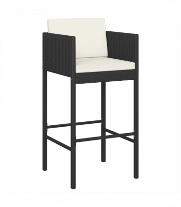vidaXL 9 Piece Garden Bar Set with Cushions Black Poly Rattan