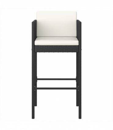 vidaXL 9 Piece Garden Bar Set with Cushions Black Poly Rattan