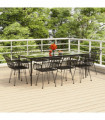 vidaXL 9 Piece Garden Dining Set Black Poly Rattan