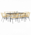 vidaXL 9 Piece Garden Dining Set Brown Poly Rattan Glass