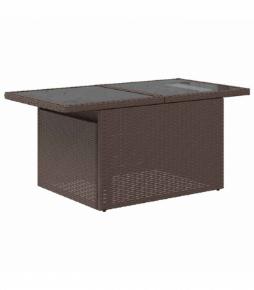 vidaXL 9 Piece Garden Sofa Set with Cushions Brown Poly Rattan Acacia