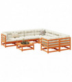 vidaXL 9 Piece Garden Sofa Set with Cushions Wax Brown Solid Wood Pine