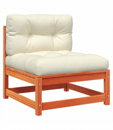 vidaXL 9 Piece Garden Sofa Set with Cushions Wax Brown Solid Wood Pine