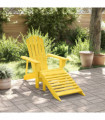 vidaXL Adirondack Chair with Ottoman Yellow Solid Wood Fir