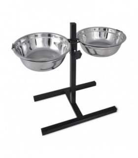 vidaXL Adjustable Double Diner Pet Dog Feeding Stand & 2 x 4.1L Stainless Steel Bowls