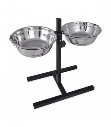 vidaXL Adjustable Double Diner Pet Dog Feeding Stand & 2 x 4.1L Stainless Steel Bowls