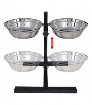 vidaXL Adjustable Double Diner Pet Dog Feeding Stand & 2 x 4.1L Stainless Steel Bowls