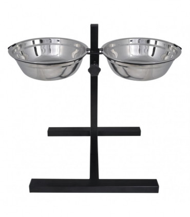 vidaXL Adjustable Double Diner Pet Dog Feeding Stand & 2 x 4.1L Stainless Steel Bowls