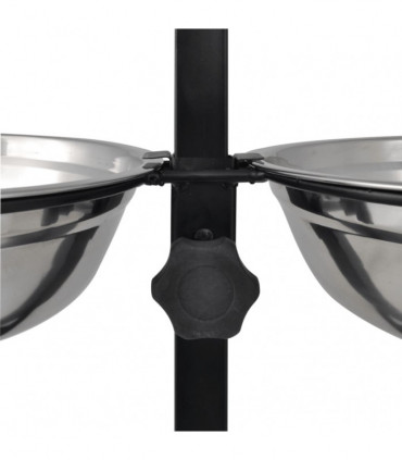 vidaXL Adjustable Double Diner Pet Dog Feeding Stand & 2 x 4.1L Stainless Steel Bowls