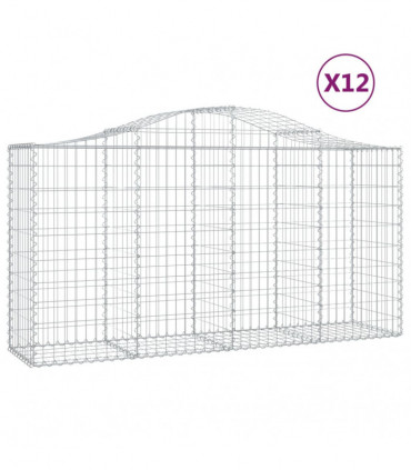 vidaXL Arched Gabion Baskets 12 pcs 200x50x100/120 cm Galvanised Iron