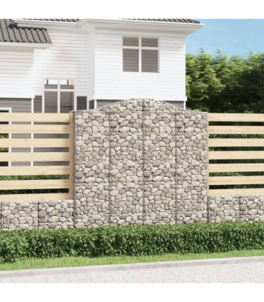 vidaXL Arched Gabion Baskets 2 pcs 200x50x200/220 cm Galvanised Iron