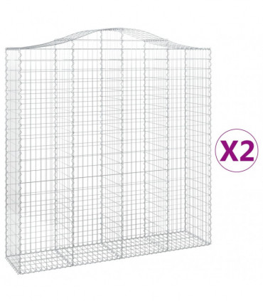 vidaXL Arched Gabion Baskets 2 pcs 200x50x200/220 cm Galvanised Iron