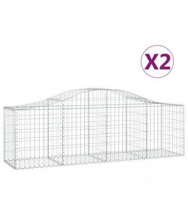 vidaXL Arched Gabion Baskets 2 pcs 200x50x60/80 cm Galvanised Iron