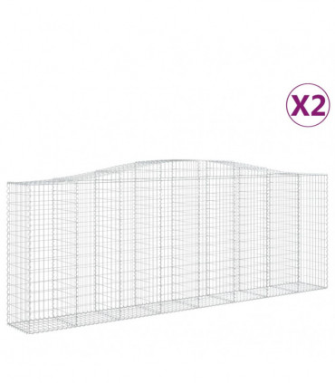vidaXL Arched Gabion Baskets 2 pcs 400x50x140/160 cm Galvanised Iron