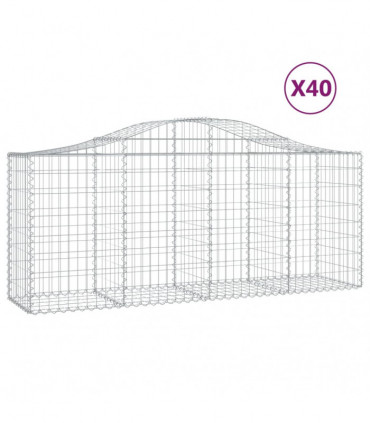 vidaXL Arched Gabion Baskets 40 pcs 200x50x80/100 cm Galvanised Iron